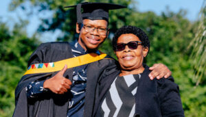 Mr Anele Xulu with his mother
