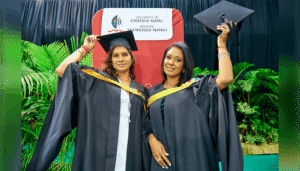 MBA cum laude graduates, Ms Velaine Govender (left) and Ms Merisha Harrilall (right).