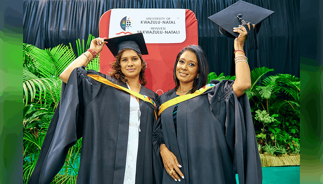 MBA cum laude graduates, Ms Velaine Govender (left) and Ms Merisha Harrilall (right).